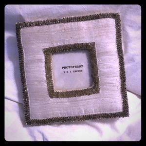 Silver Dupioni Silk Fabric Sequin 3x3 pic square Picture Frame